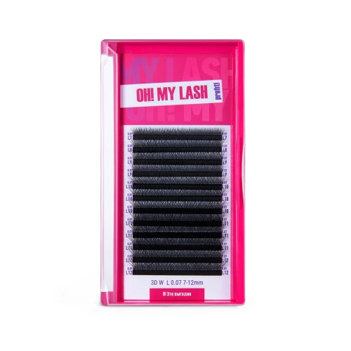 Ресницы черные OH! MY LASH в пучках 3D-W - 12 линий - MIX D 0.07 7-12мм