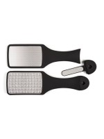 Терка педикюрная, Zinger, вогнутая 2-х ст.лазерная квадратная, в комплекте с пилкой внутри ручки, цв