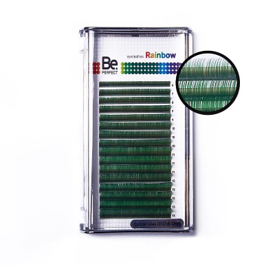 Цветные ресницы Be Perfect green С/0,10 микс 6-13 mm, 16 линий