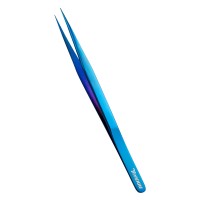 Пинцет прямой Enigma (Blue metallic) с ручной заточкой extra-sharp