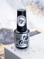 Верхнее каучуковое покрытие без Л/С с шиммером #07 (No wipe top gel SHINE #07), 10 ml, Foxy Expert