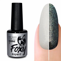 Верхнее каучуковое покрытие без Л/С с шиммером #07 (No wipe top gel SHINE #07), 10 ml, Foxy Expert