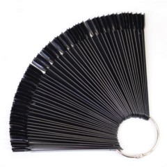 Палитра (типсы) "веер" для лаков на кольце, 50шт, черная