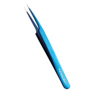 Пинцет прямой с изгибом Enigma (Blue metallic) с ручной заточкой extra-sharp