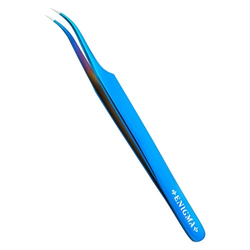 Пинцет изогнутый new Enigma (Blue metallic, с ручной заточкой extra-sharp)