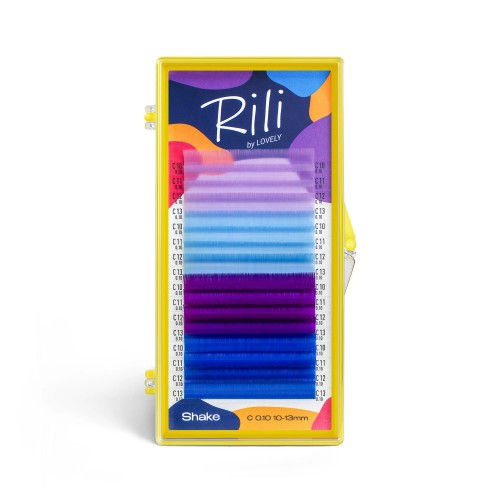 Ресницы цветные Rili Shake Indigo - 16 линий - MIX L 0.10 7-10мм