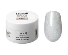 Моделирующий УФ-гель светоотражающий BUILDER UV GEL MILK DIAMOND, 15г №9869 ruNail