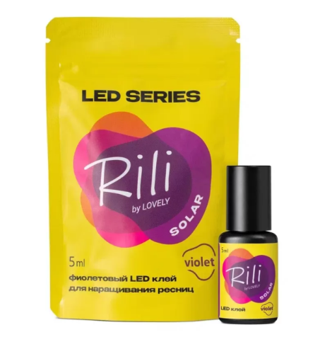 Клей фиолетовый для LED наращивания Rili Solar Violet, 5 мл срок до 25.03.26 г.