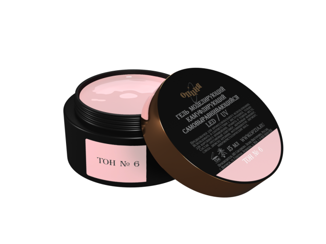 Камуфлирующий самовыравнивающийся гель темно-розовый ( холодный) Тон № 6. 15 мл. Опция