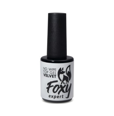 Верхнее матовое покрытие без Л/С с хлопьями (No wipe top gel velvet FLAKES) #1, 10 ml, Foxy Expert