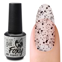 Верхнее матовое покрытие без Л/С с хлопьями (No wipe top gel velvet FLAKES) #4, 10 ml, Foxy Expert