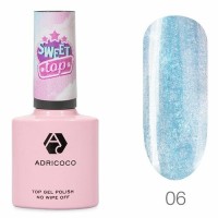 Закрепитель для гель-лака ADRICOCO Sweet Top, перламутровый №06 - голубой тик так, 8 мл