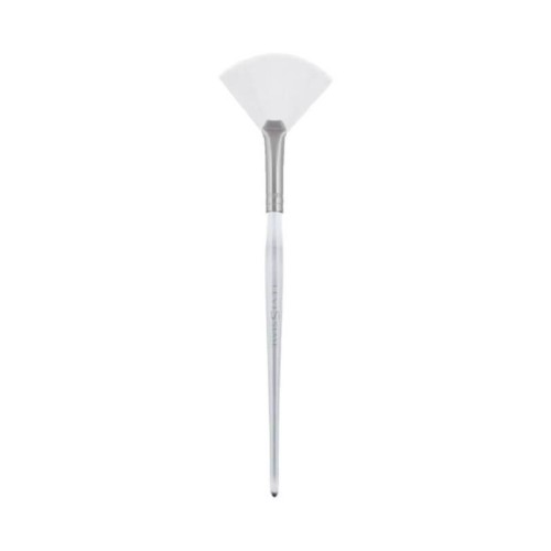 Кисть веерная косметическая с белой нейлоновой щетинкой, белая пластмассовая ручка, длина 160мм