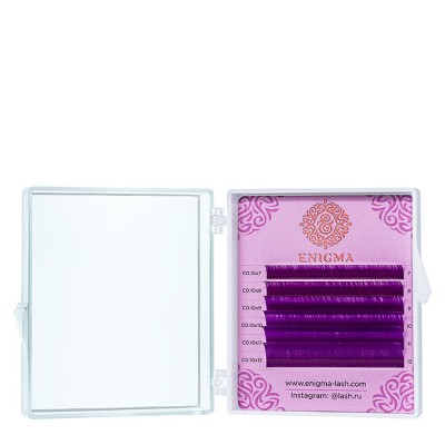 Цветные ресницы Enigma &quot;Purple&quot; микс 0,07/D/7-12 mm (6 линий)