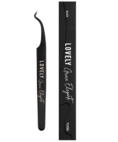 Пинцет для наращивания ресниц Lovely NanoFiber, серия Grace Elegante Black, тип L 5 мм с изгибом