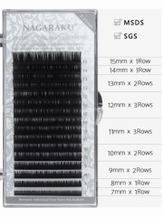 Ресницы Nagaraku черные, миксы 0.07, D, 7-15mm, 16 линий