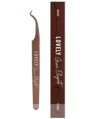 Пинцет для наращивания ресниц Lovely NanoFiber, серия Grace Elegante Bronze, тип L 5 мм с изгибом