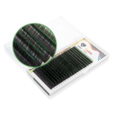 Ресницы двухтоновые зелёные Lovely - 20 линий -MIX D 0.07 7-13mm