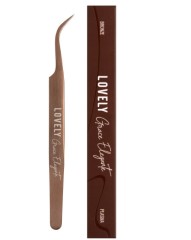 Пинцет для наращивания ресниц Lovely NanoFiber, серия Grace Elegante Bronze, тип Изогнутый