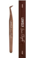 Пинцет для наращивания ресниц Lovely NanoFiber, серия Grace Elegante Bronze, тип Круглый сапожок