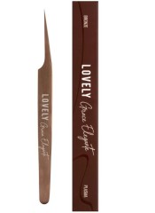 Пинцет для наращивания ресниц Lovely NanoFiber, серия Grace Elegante Bronze, тип Прямой с изгибом