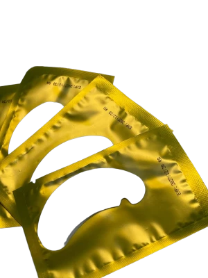 Патчи для наращивания ресниц (золотые) с вырезом, 50 пар