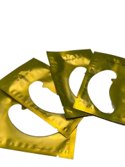 Патчи для наращивания ресниц (золотые) с вырезом, 50 пар