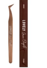 Пинцет для наращивания ресниц Lovely NanoFiber, серия Grace Elegante Bronze, тип Сапожок