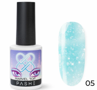 Цветной закрепитель для гель-лака Marvel Top №05 с прозрачной жемчужной слюдой и блестками, PASHE, (