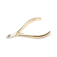 Щипцы для маникюра POLE из твердой стали, золотое блестящее покрытие, размер лезвия - 7 мм (NHS-04)