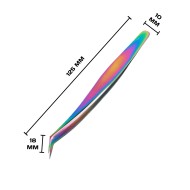 Пинцет для ресниц -L 45°, цвет хамелеон
