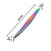 Пинцет для ресниц -L 45°, цвет хамелеон