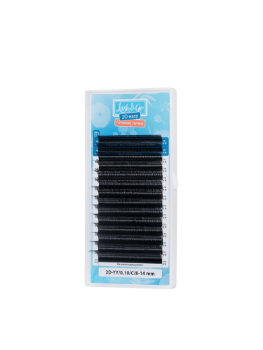 Черные ресницы Lash&Go микс готовые пучки YY 2D 0.10/C/8-14 mm 14 линий